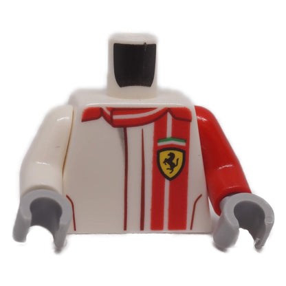 LEGO® Ferrari Speed Champions torso 973pb3586c01 front with red stripes and Ferrari logo