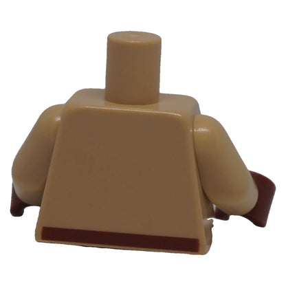 LEGO® Minecraft dark tan pixelated shirt torso with reddish brown belt detail, back view