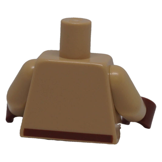 LEGO® Minecraft dark tan pixelated shirt torso with reddish brown belt detail, back view