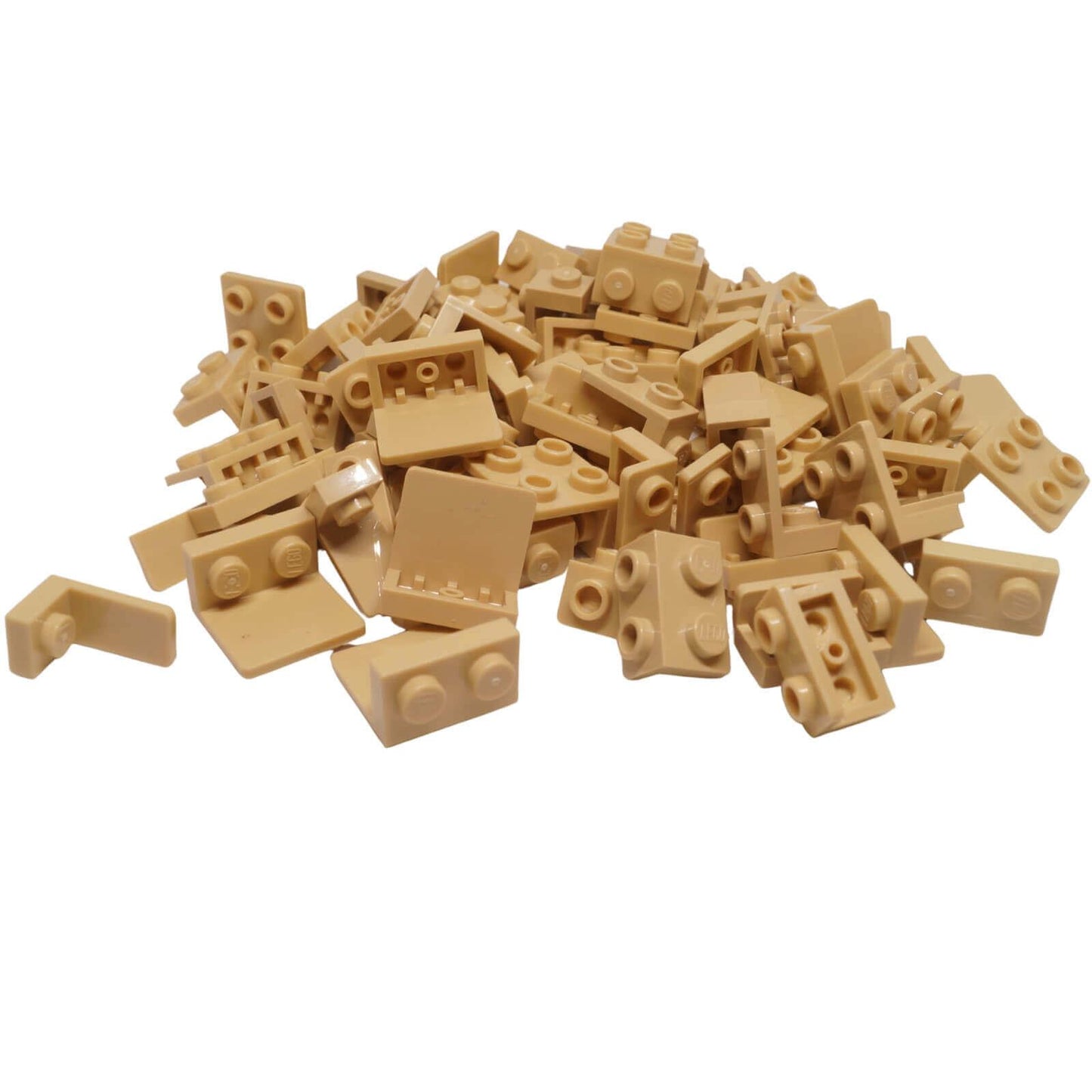 Lot of 100 LEGO® Brackets – Mixed Types (Tan)