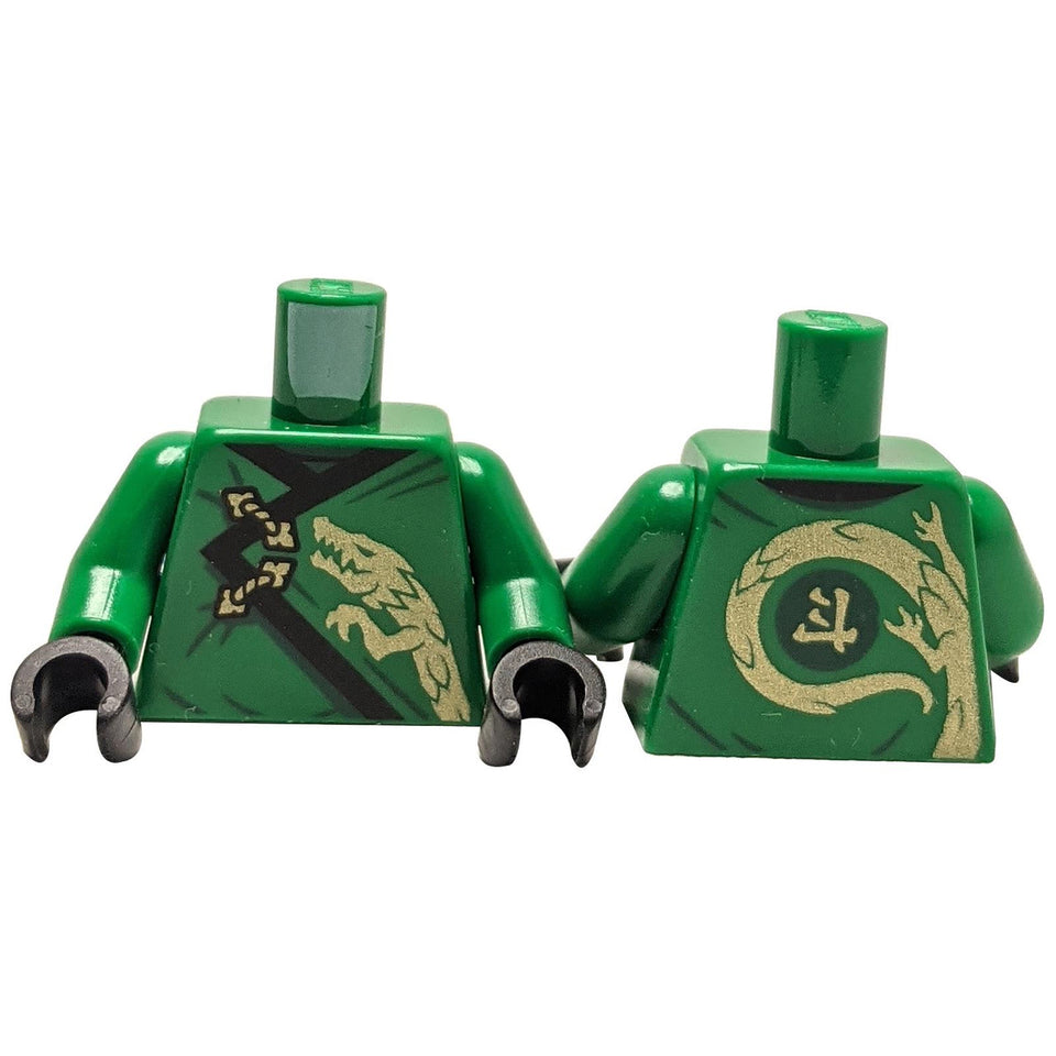 Bata Ninjago Verde con Patrón de Cabeza de Dragón Dorado 