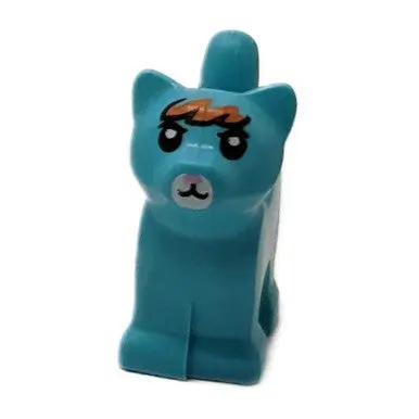 LEGO Baby Kitten, Medium Azure, orange forehead detail, front view