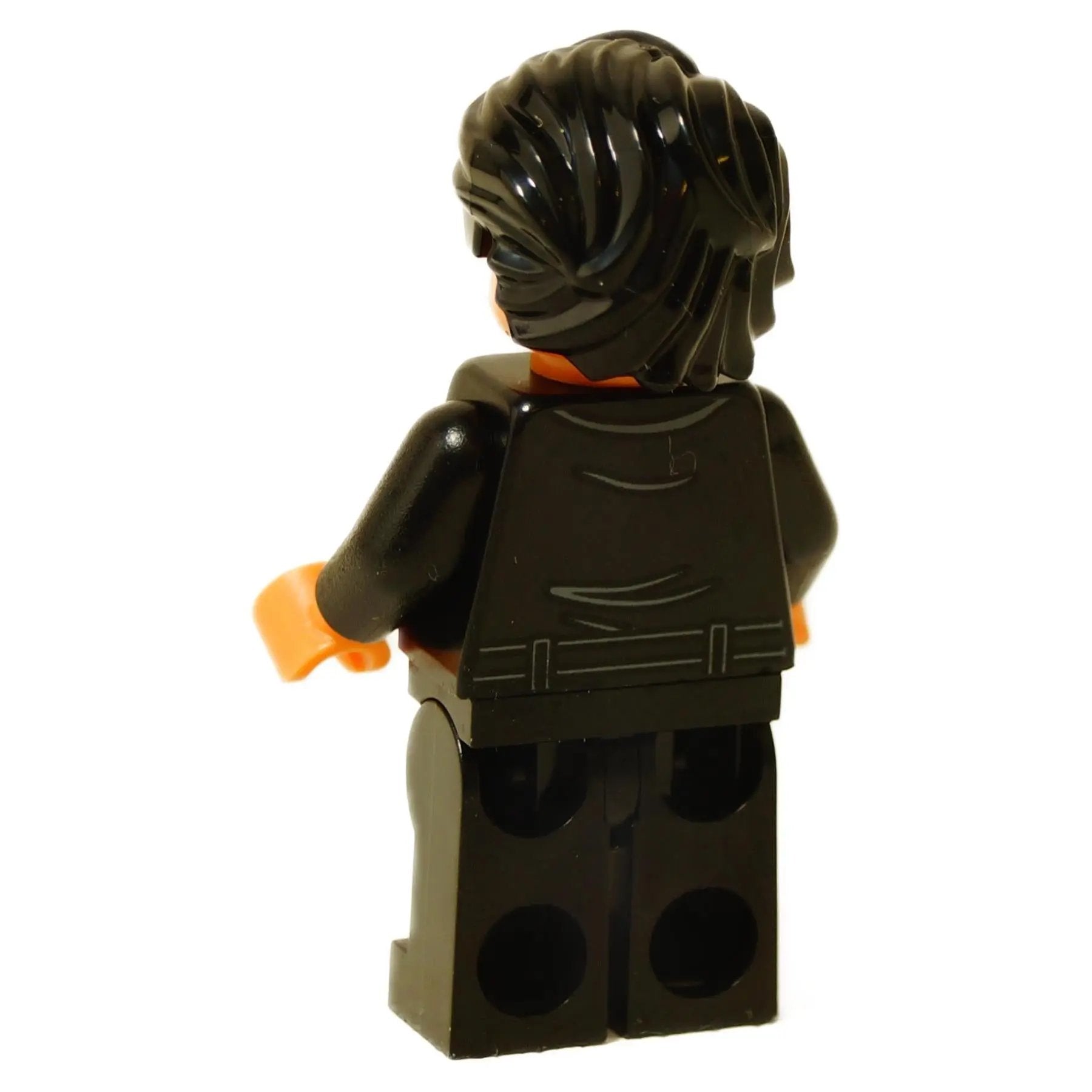 Back view of LEGO Dr. Ian Malcolm minifigure showing plain black torso and legs.