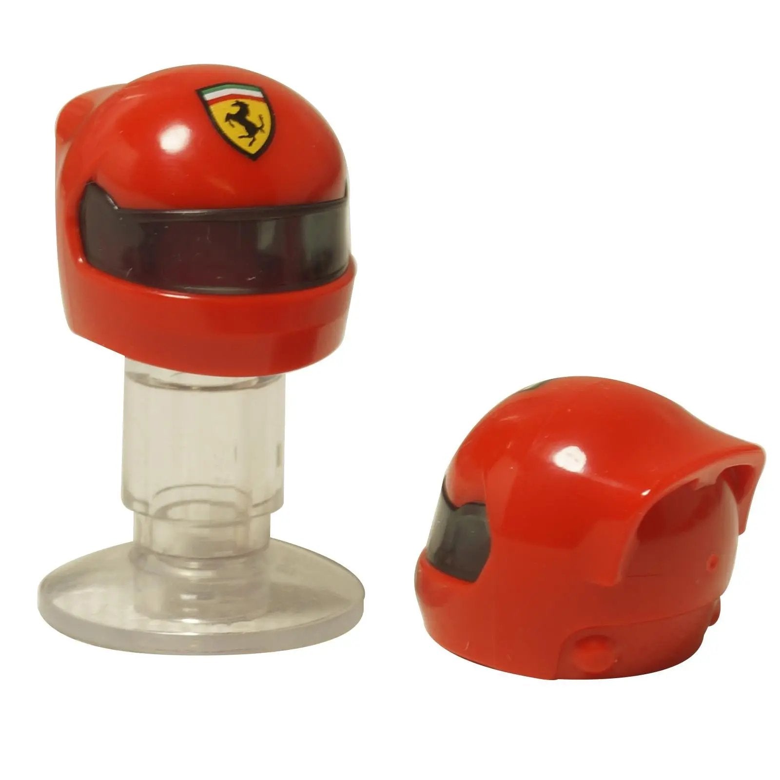 LEGO® Ferrari F1 racing helmet (7071pb01) in red with the printed Ferrari logo and a trans-black visor.