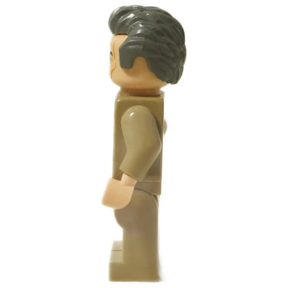LEGO® Star Wars Grand Moff Tarkin minifigure (sw0741) side view showing dark tan uniform and grey hair.