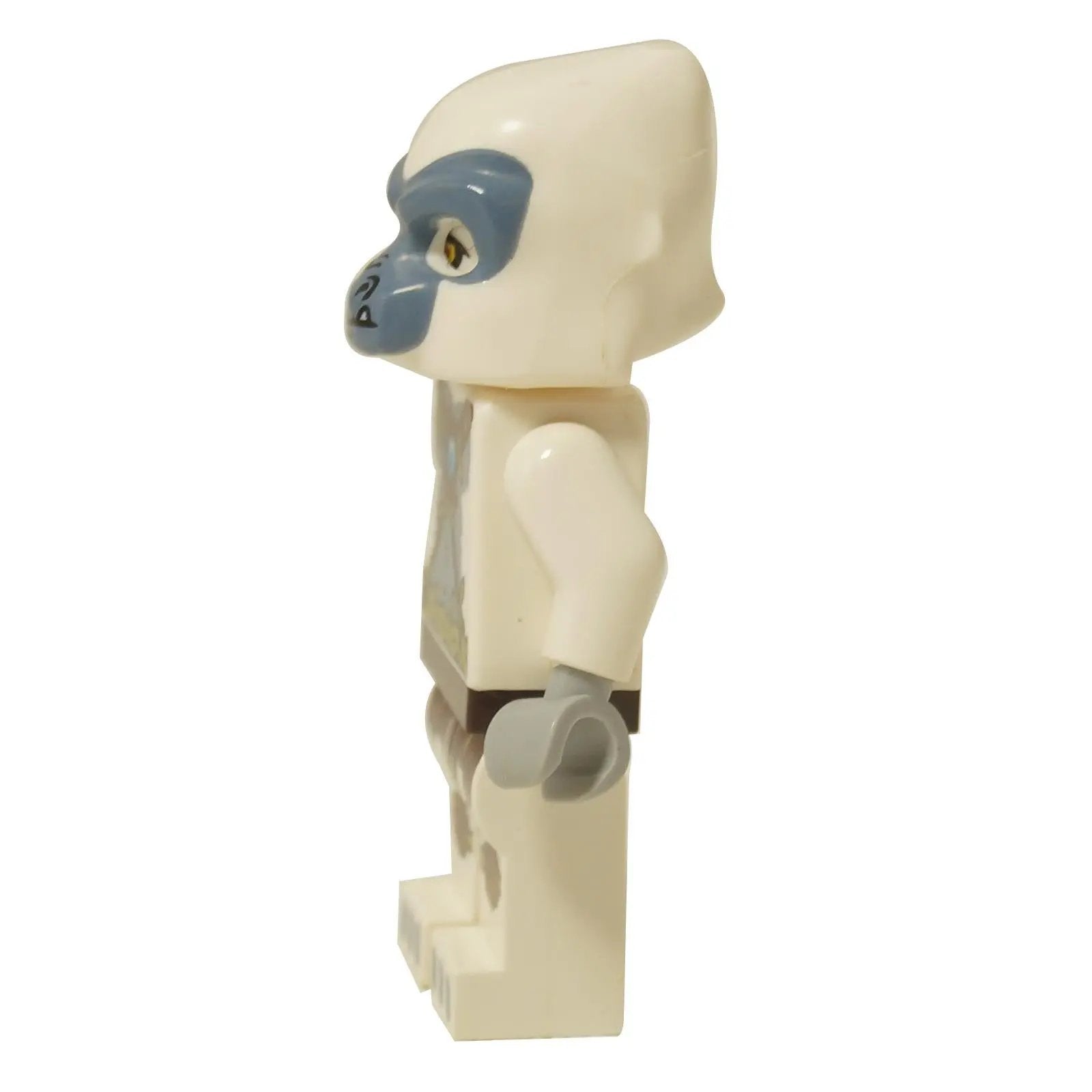 LEGO® Legends of Chima Grizzam minifigure (loc040) with white gorilla head and detailed tribal markings, side profile.