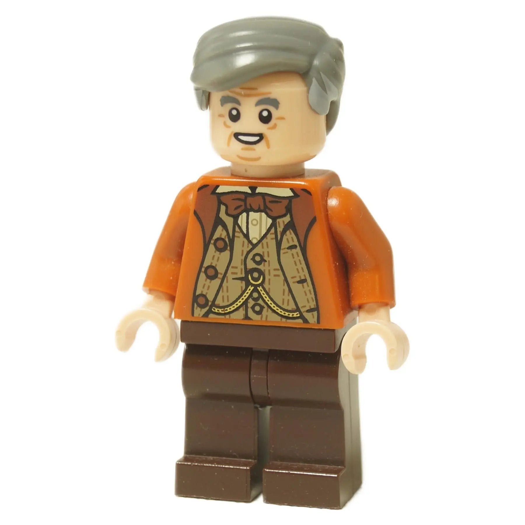 LEGO® Minifigura de Harry Potter Horace Slughorn (hp171) con una chaqueta naranja oscura y un chaleco de tweed con pajarita.