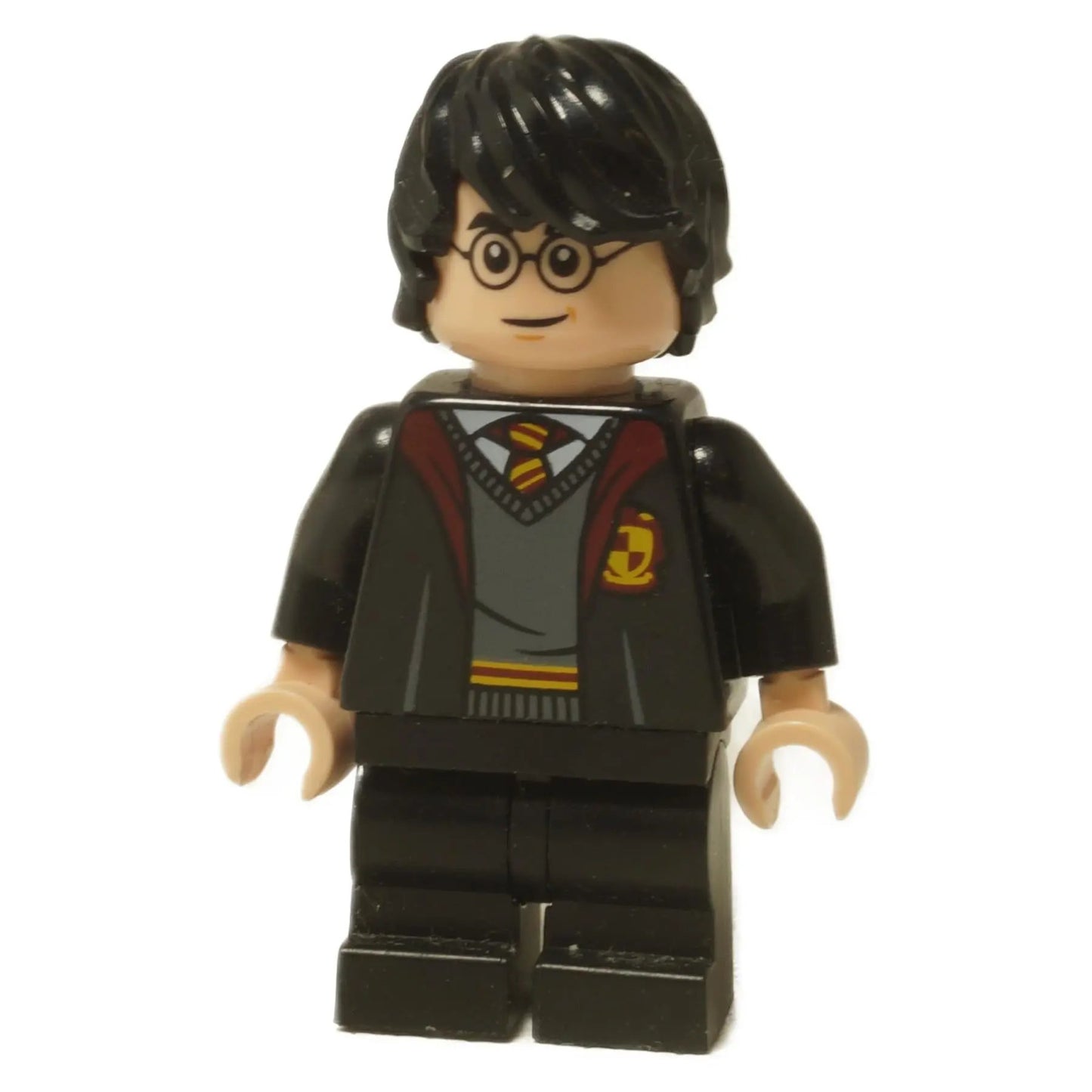 LEGO® Harry Potter minifigure (hp333) wearing his open Gryffindor robe over his school sweater, representing his teenage years.