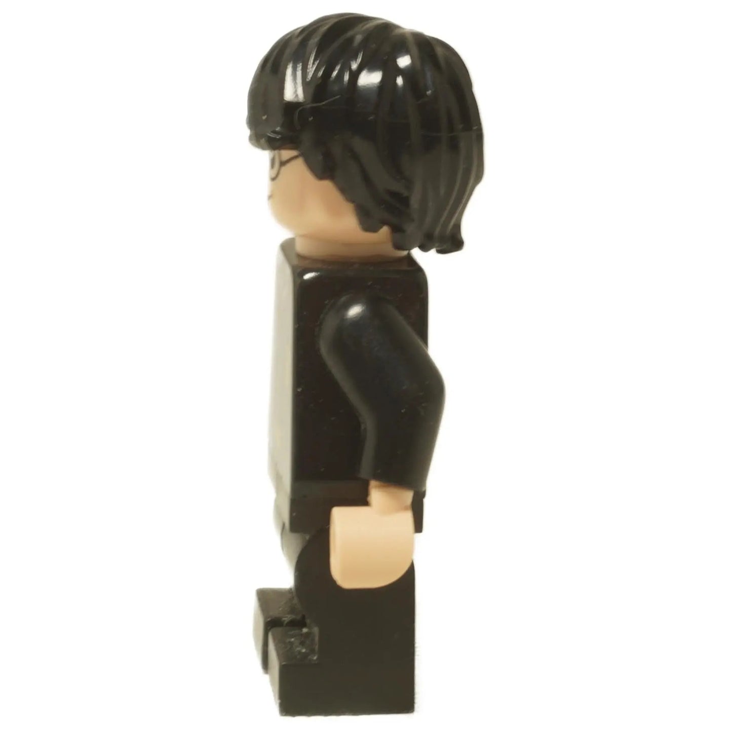 LEGO® Harry Potter minifigure (hp333) wearing his open Gryffindor robe over his school sweater, representing his teenage years. Side view.