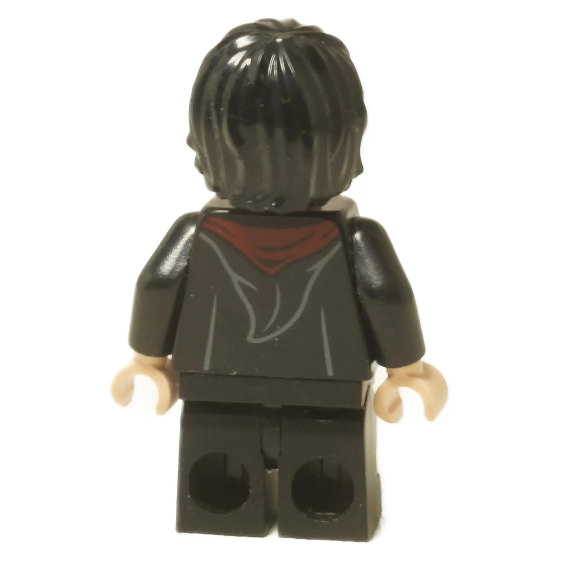 LEGO® Harry Potter minifigure (hp333) wearing his open Gryffindor robe over his school sweater, representing his teenage years. Back view.