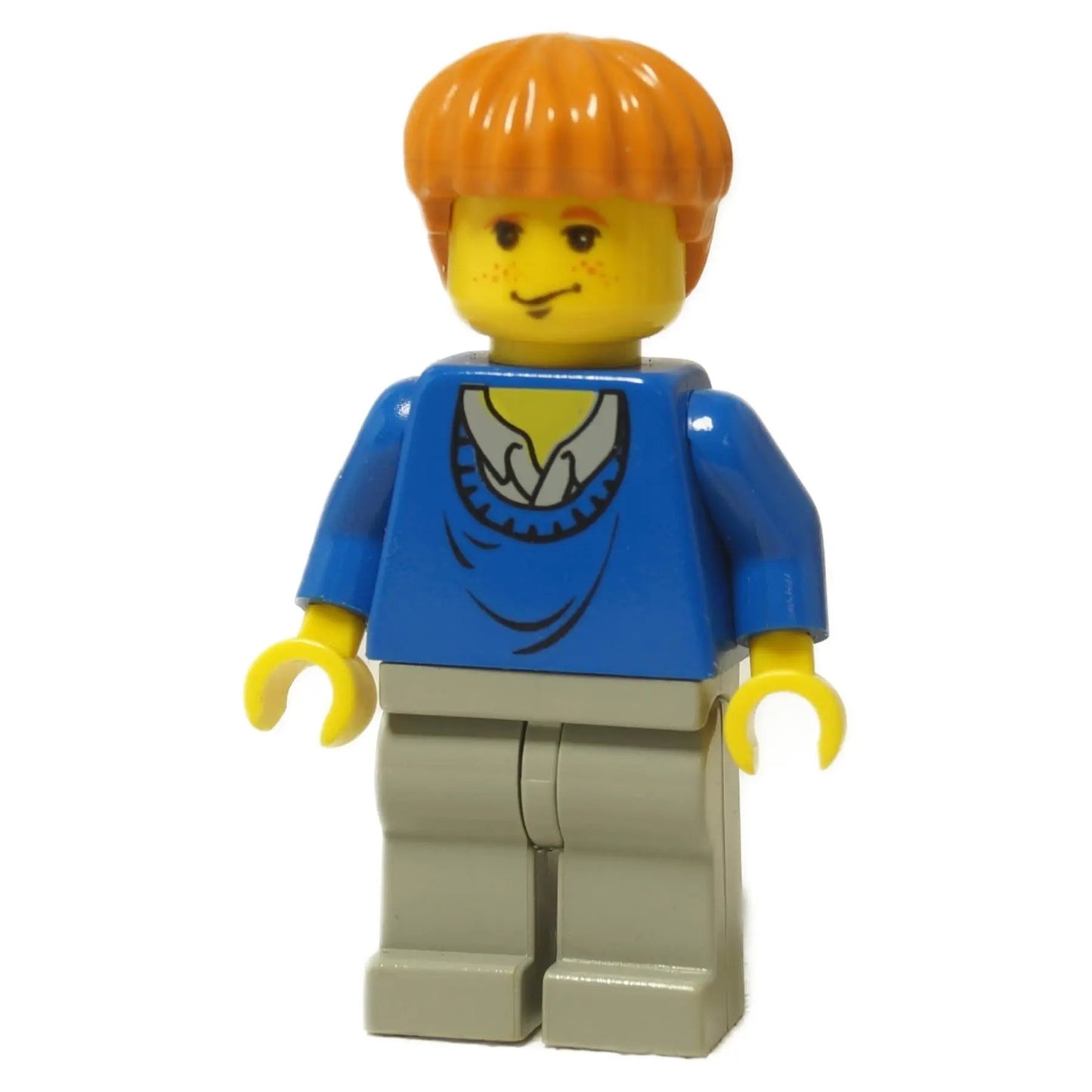 LEGO® Harry Potter Ron Weasley minifigure (hp006) with orange hair, freckles, and wearing his classic blue sweater.