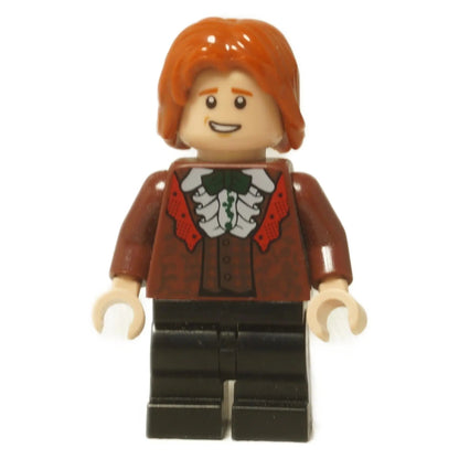 LEGO® Minifigura de Harry Potter Ron Weasley (hp185) vistiendo su túnica de gala arrugada de color marrón rojizo para el Baile de Yule.