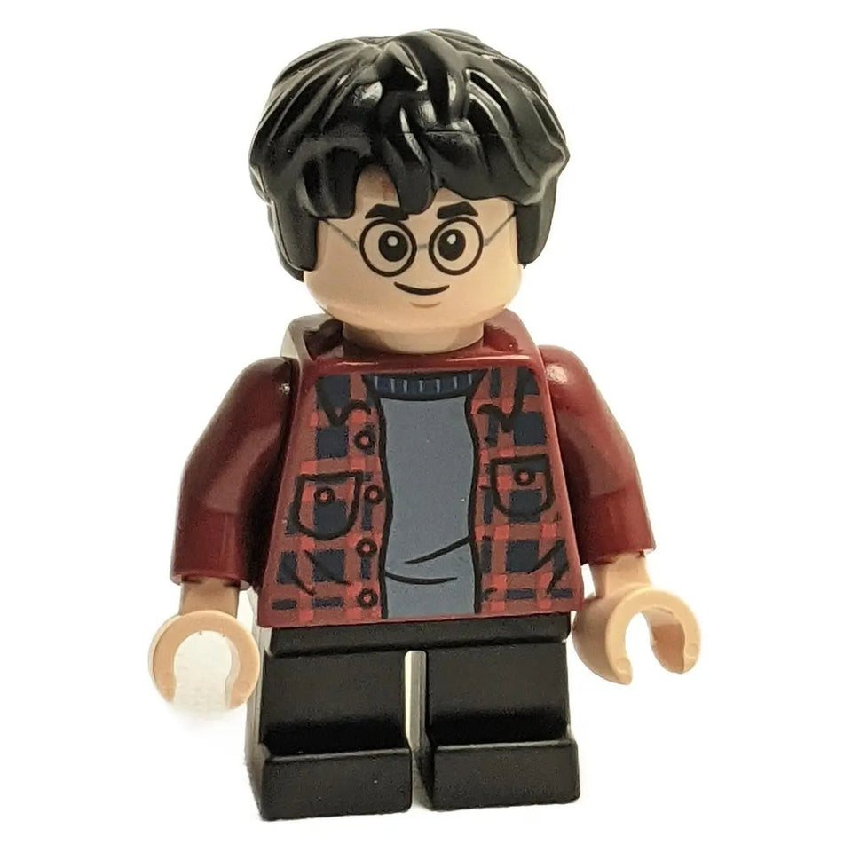 Harry Potter, Camisa de Franela de Cuadros Rojos Oscuros, Pantalones Cortos Negros 