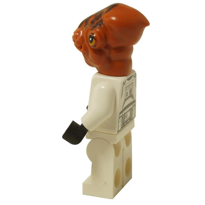 LEGO® Star Wars Ackbar Trooper minifigure (sw1378) showing orange Mon Calamari head and detailed white armor, side profile.