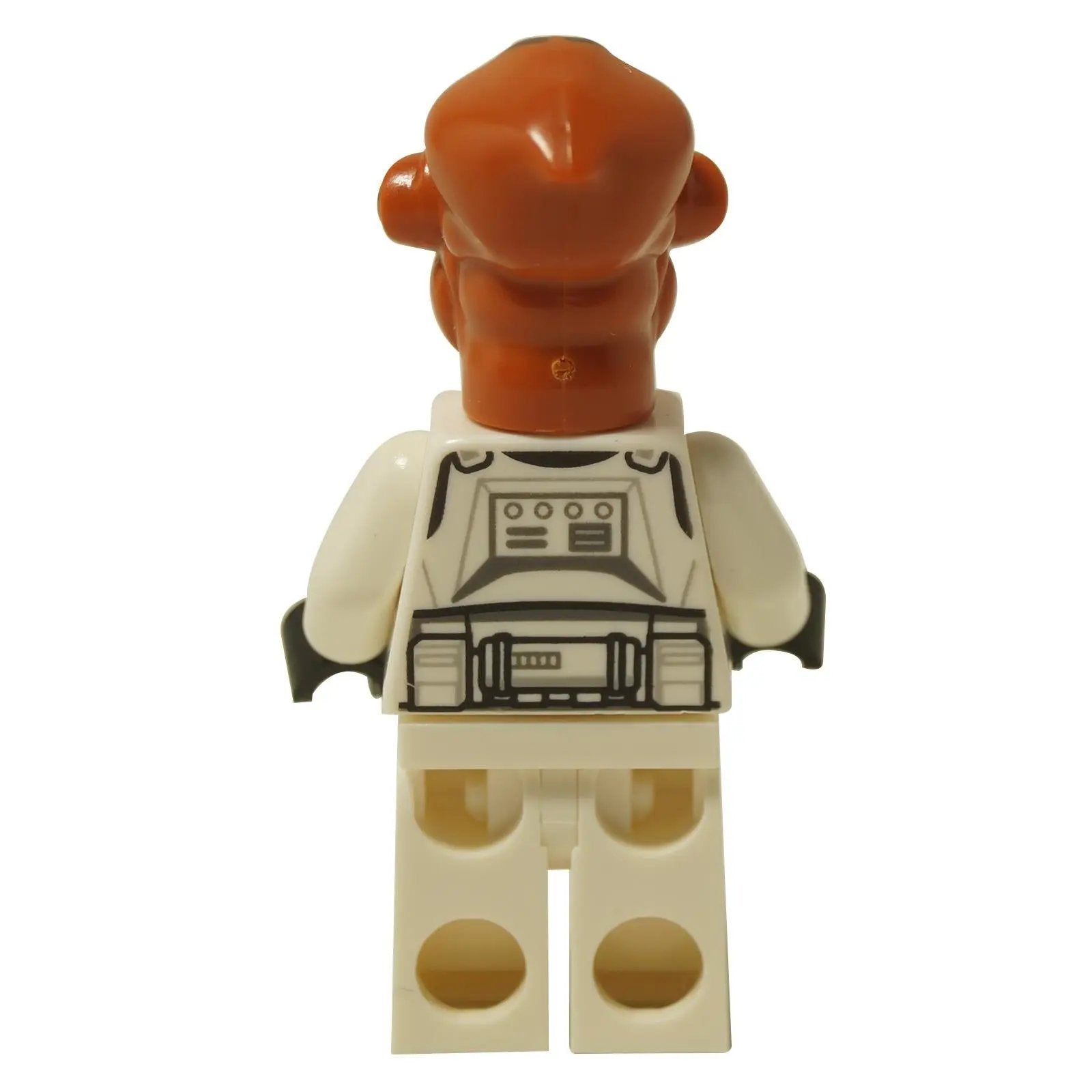 LEGO® Star Wars Ackbar Trooper minifigure (sw1378) with printed white armor and orange Mon Calamari head, rear view.