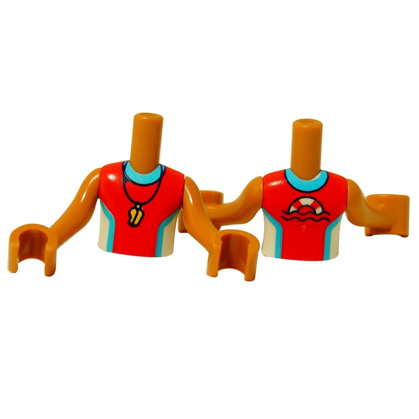 LEGO® Torso de minidoll de amigo salvavidas para figura de niño, con uniforme de salvavidas y detalle de silbato