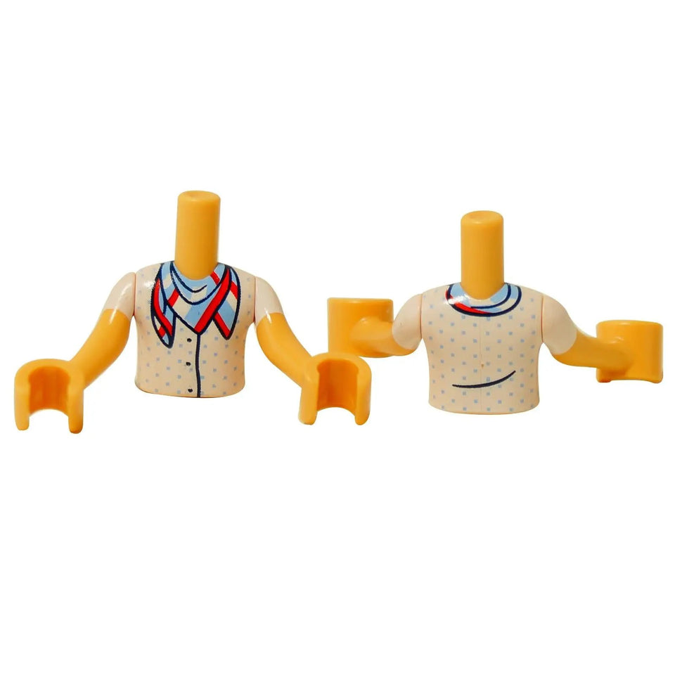 LEGO® Friends minidoll torso featuring a polka dot outfit with bandana detail, decorated front torso piece