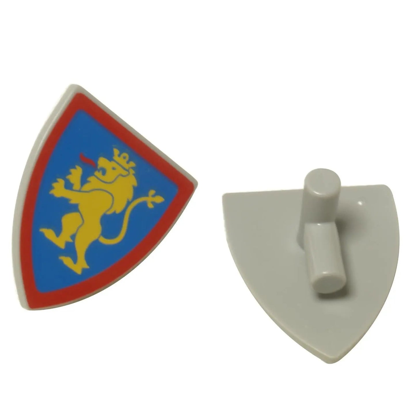 LEGO® triangular shield 3846pb064 with yellow rampant lion on blue background