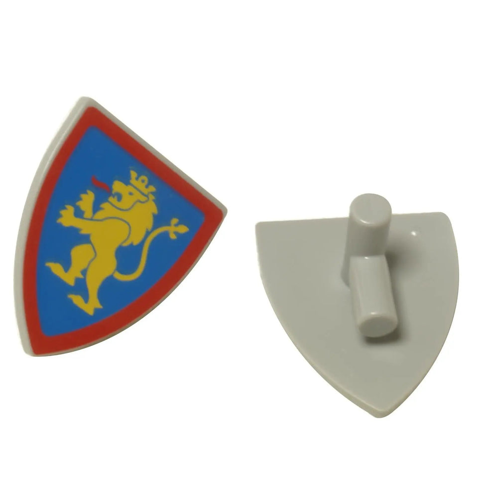 LEGO® triangular shield 3846pb064 with yellow rampant lion on blue background