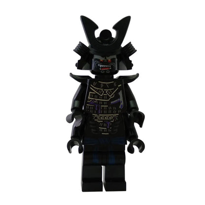 LEGO® Ninjago 乐高人仔 的甘尔马顿（复活）配有黑色盔甲，精美的紫色和银色印刷，凶猛的红色眼睛，以及一顶有角头盔。