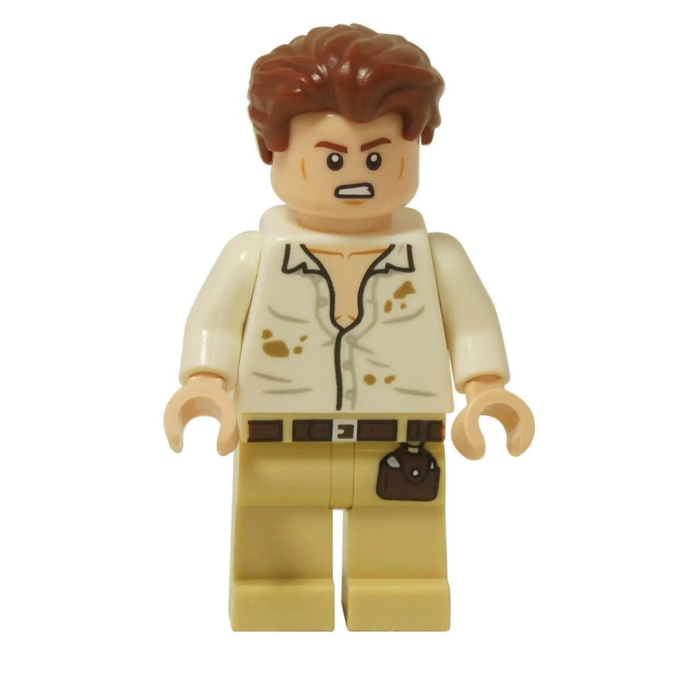 LEGO® Minifigure Martin Krebs – Dual-Sided Head, Tousled Brown Hair, Open Collar Shirt with Dirt Stains, Utility Belt with Pouch
