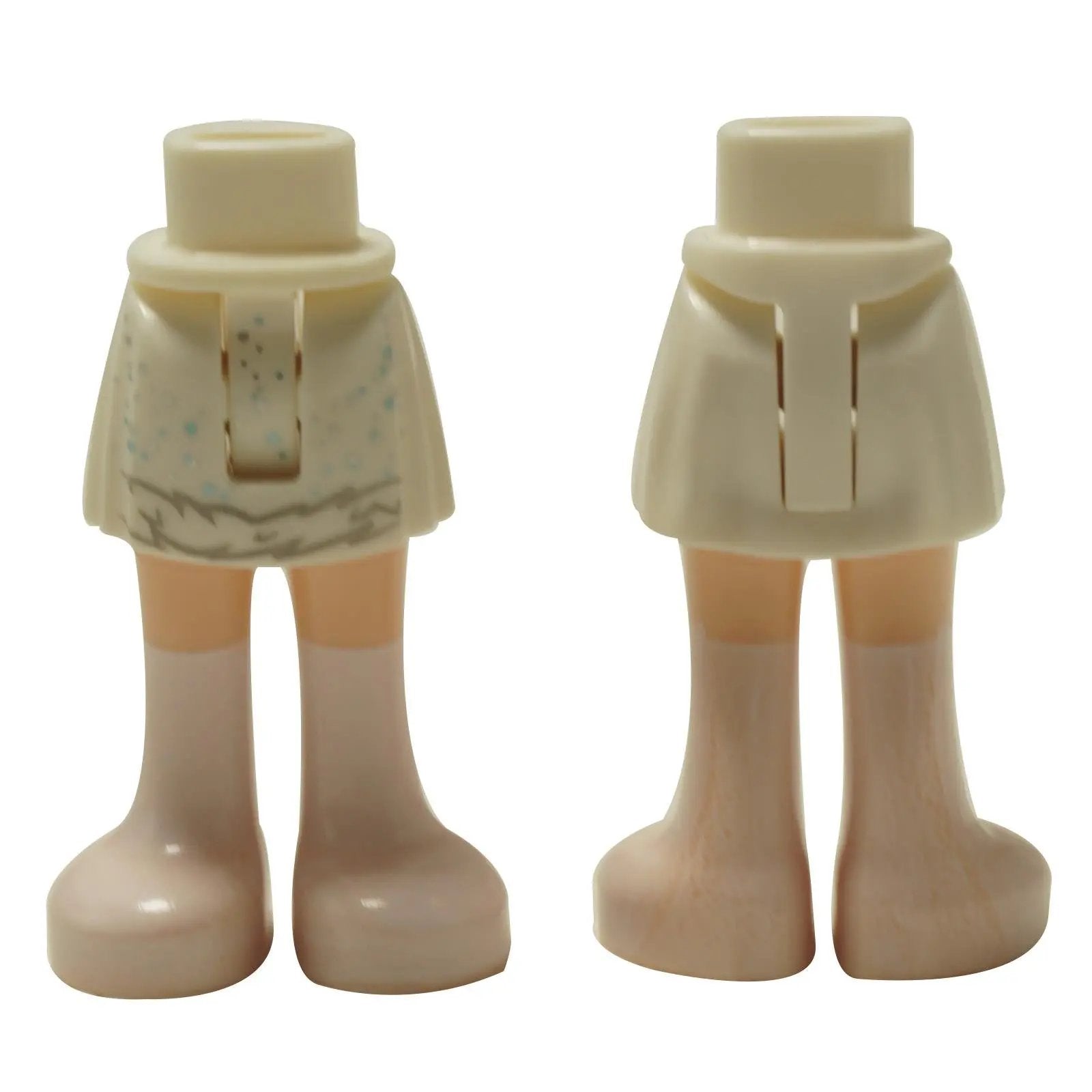 LEGO® ensamblaje de caderas, falda y piernas de mini-muñeca (35216ac00pb023) con un patrón invernal brillante y botas blancas.
