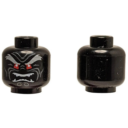 Minifigure Tête avec motif de visage maléfique noir et rouge 