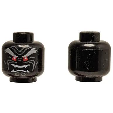 Minifigure Tête avec motif de visage maléfique noir et rouge 