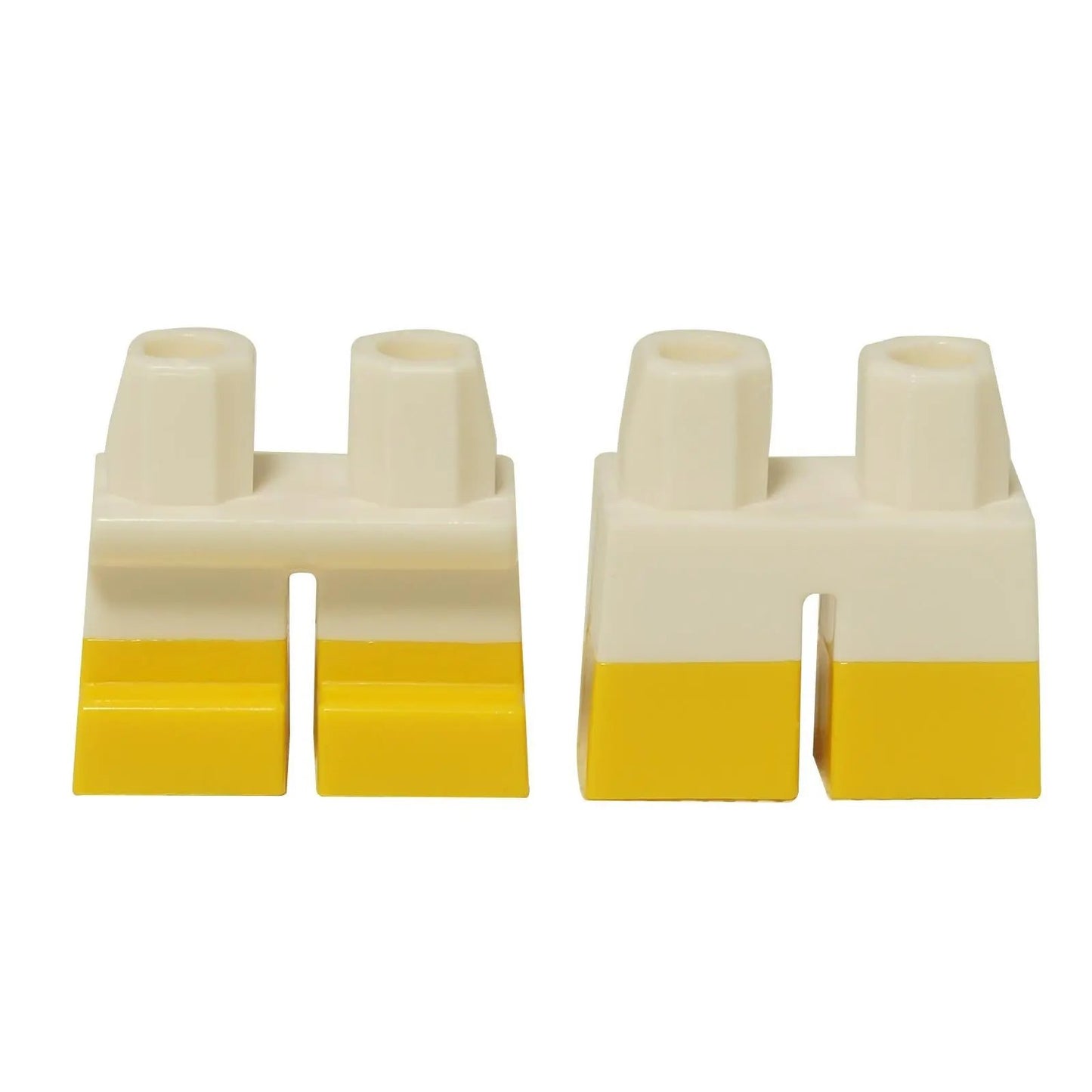 LEGO® minifigure short legs with yellow boots pattern, printed lower body piece for child-sized minifigures