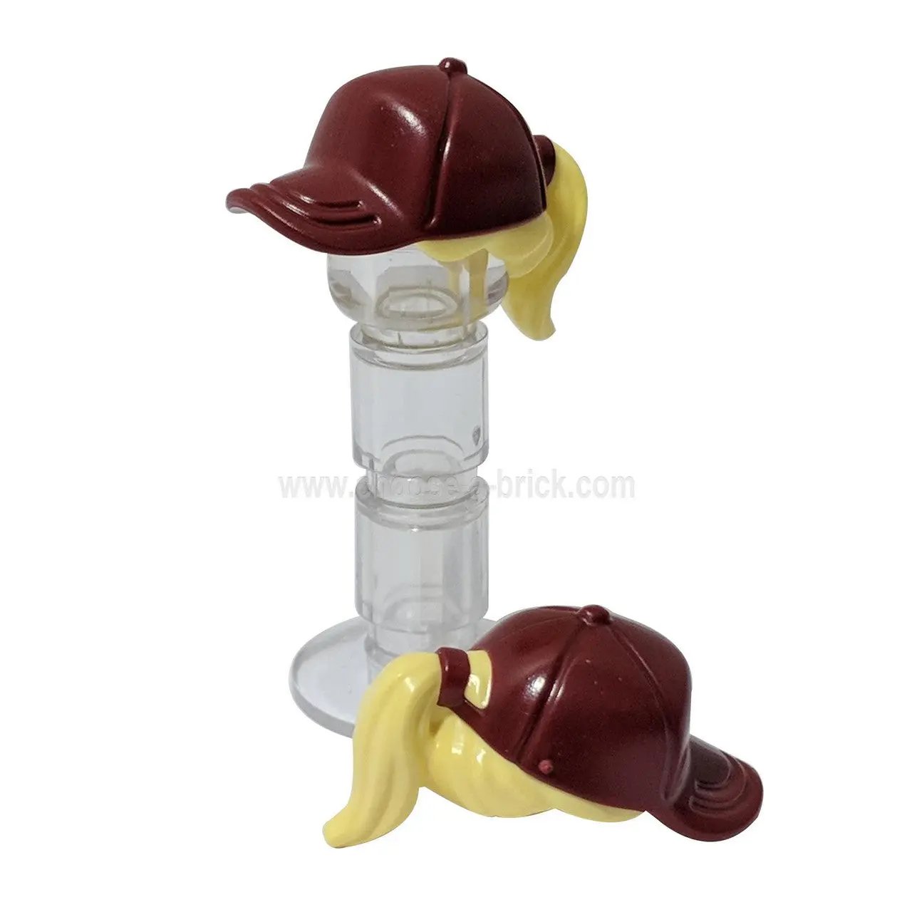 Minifigure, Gabungan Rambut, Rambut dengan Topi, Ekspresi Kuda dengan Corak Topi Merah Gelap