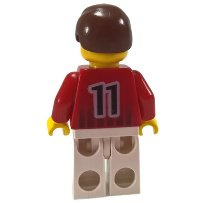 LEGO® Soccer Player minifigure number 11 back view showing printed red shirt with number 11.