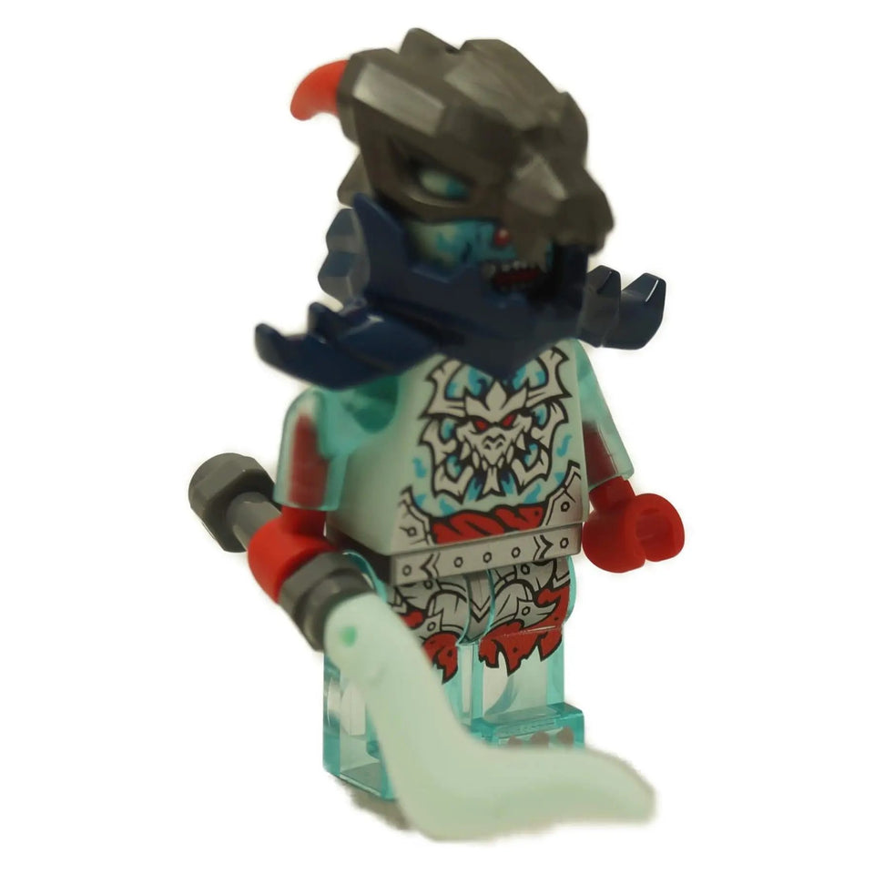 LEGO® NINJAGO Spectral Dragonian Scout minifigure from Dragons Rising 2025 with translucent legs and horned helmet from set 71838 with sword
