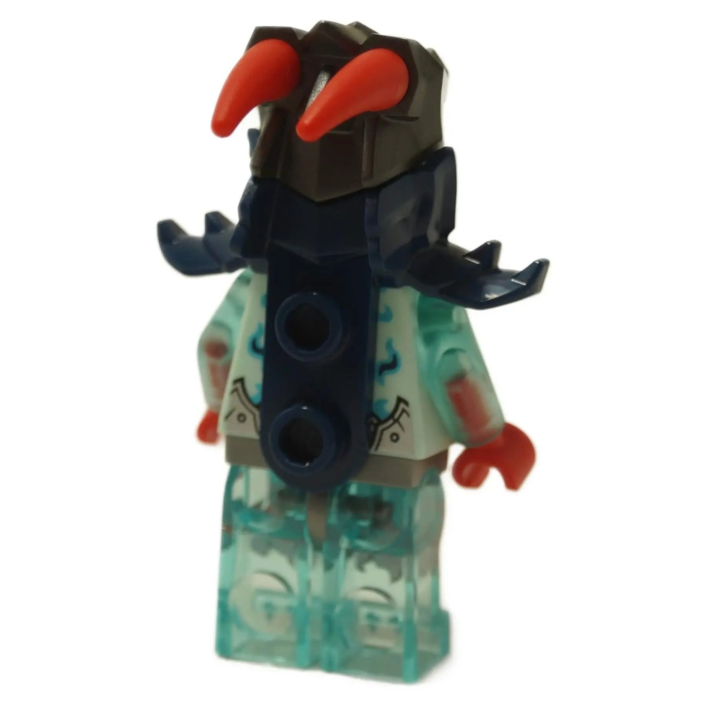 LEGO® NINJAGO Spectral Dragonian Scout minifigure from Dragons Rising 2025 with translucent legs and horned helmet from set 71838 - backside