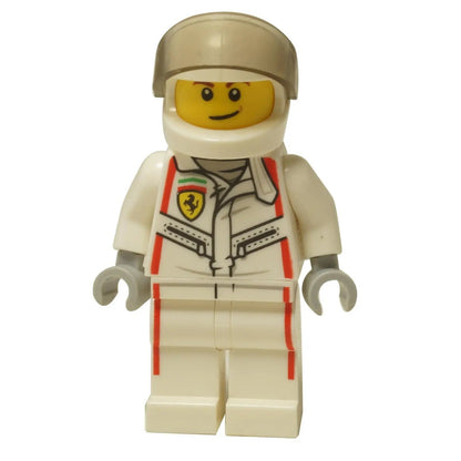 LEGO® Speed Champions 1970 Ferrari 512 M Driver minifigure (sc097) in a white racing suit with a helmet.