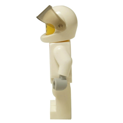 LEGO® Speed Champions 1970 Ferrari 512 M Driver minifigure (sc097) in a white racing suit with a helmet. Side view.