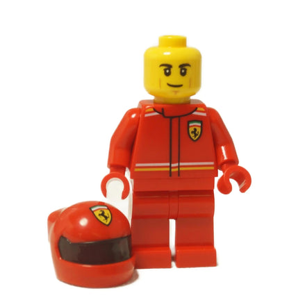 LEGO® Speed Champions Ferrari SF-24 F1 Driver minifigure (sc122) in red racing suit, shown without helmet.
