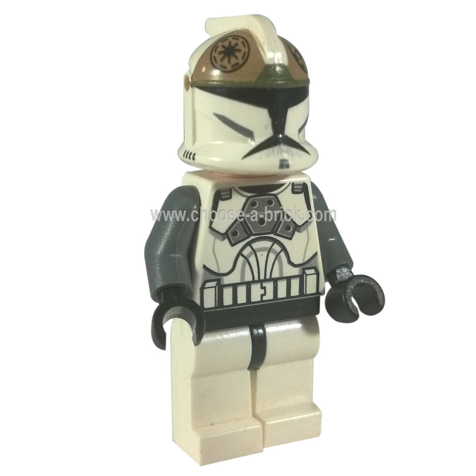 LEGO Minifigur Klonkanonier in spezialisierter Rüstung mit einem auffälligen Helmdesign - sw221