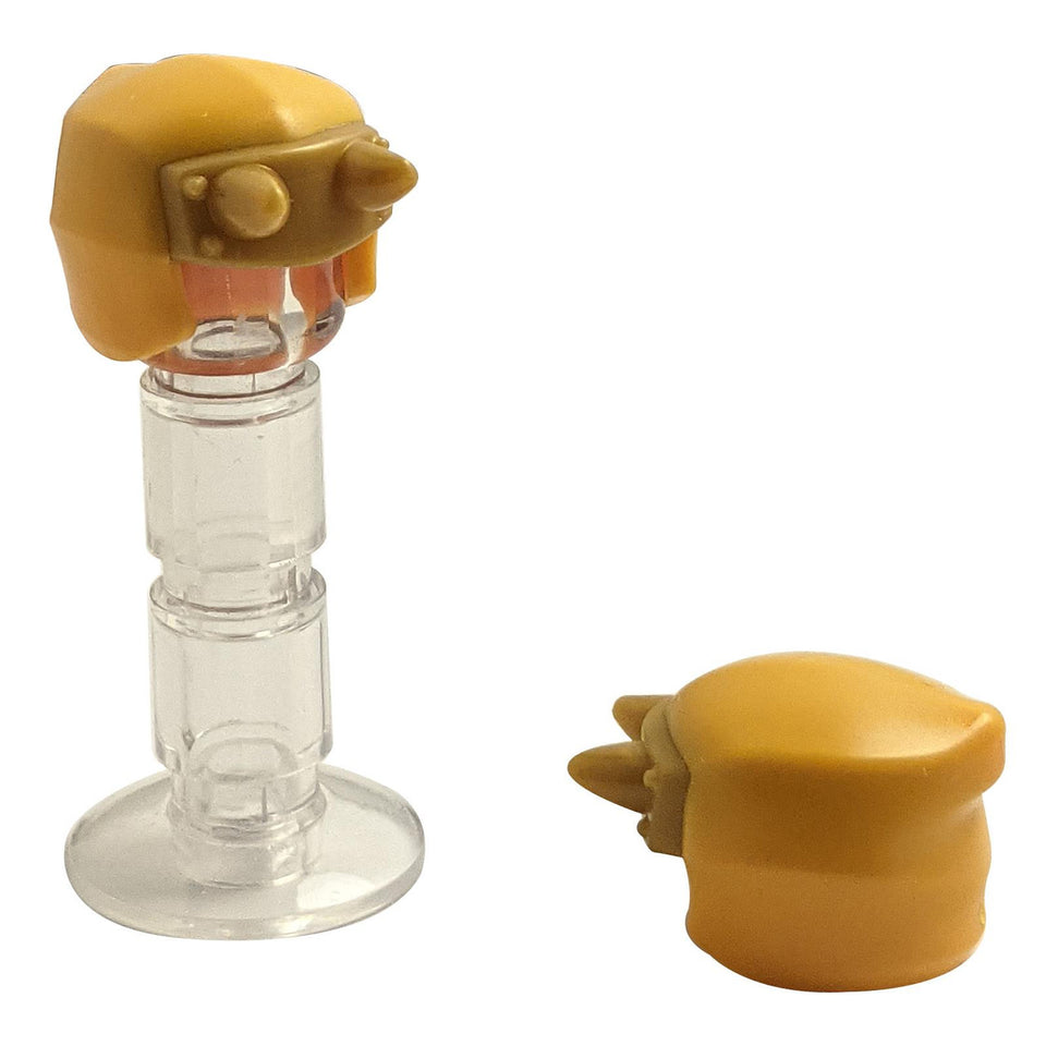Minifigura, Envoltura de Ninjago para la cabeza / Capucha lisa con placa de armadura dorada perlada moldeada con patrón de cuernos 