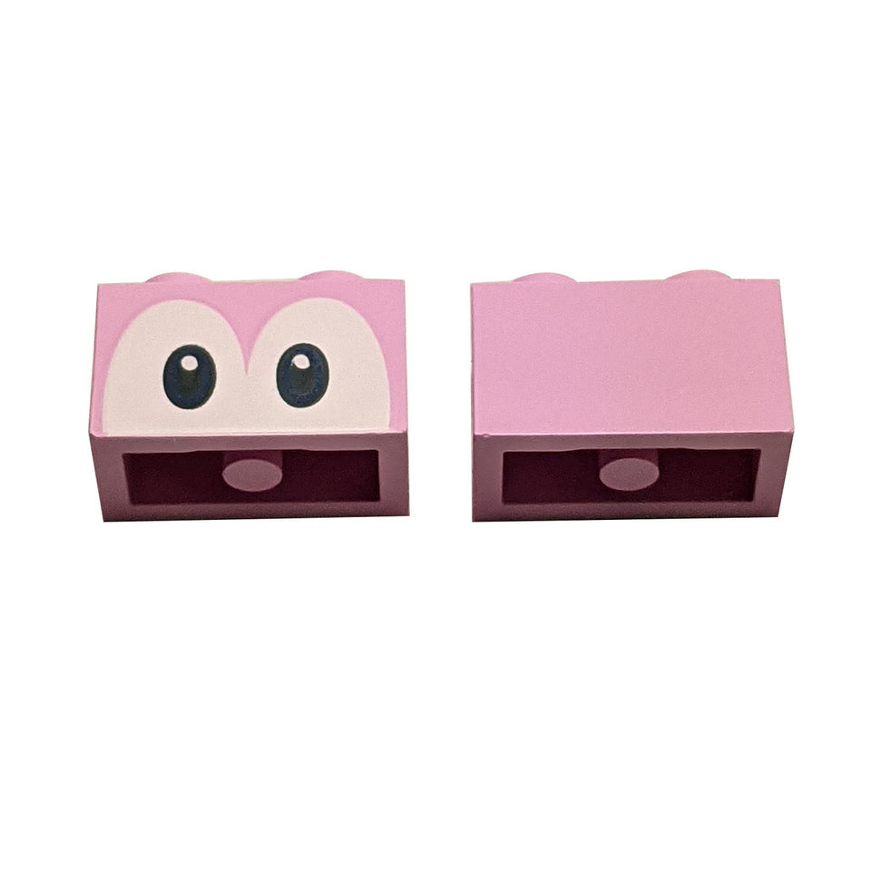LEGO Super Mario Yoshi eyes 1x2 brick, front and back views