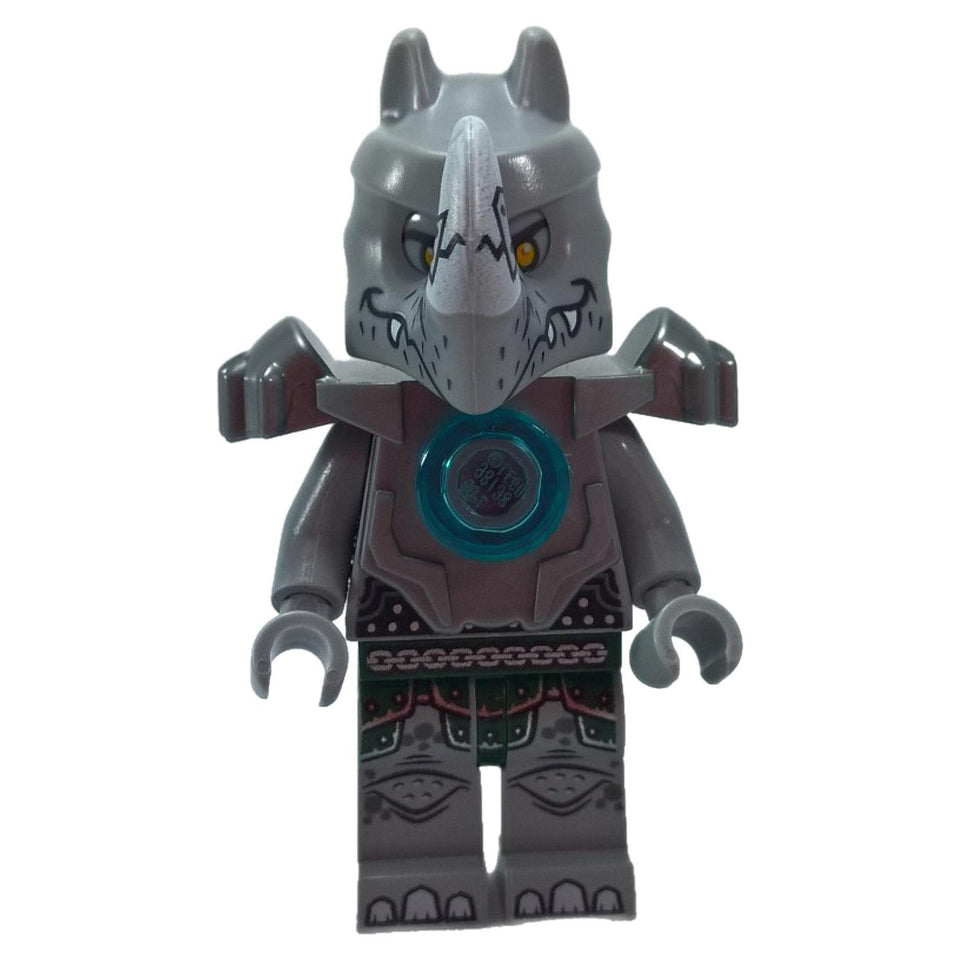 LEGO® Minifigura de Chima Rogon con armadura de pecho CHI azul translúcido y impresión verde en las piernas