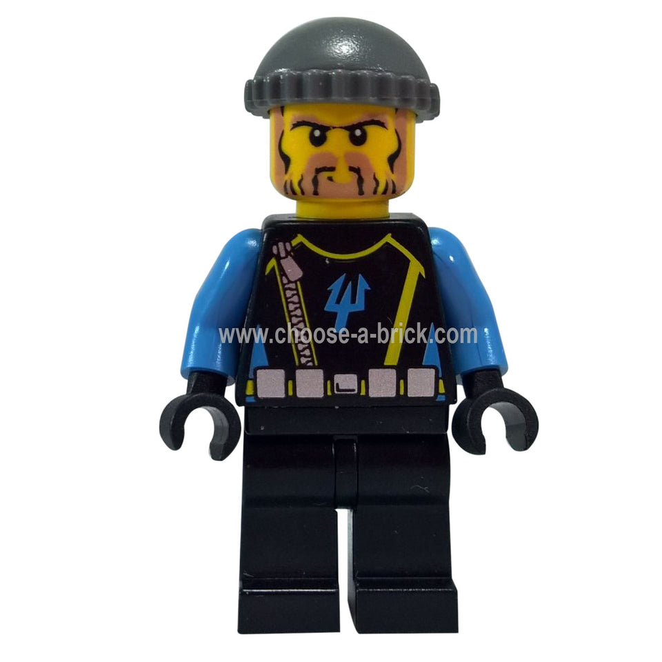 LEGO Aquaraider Diver 3 minifigure, black and blue suit, front view