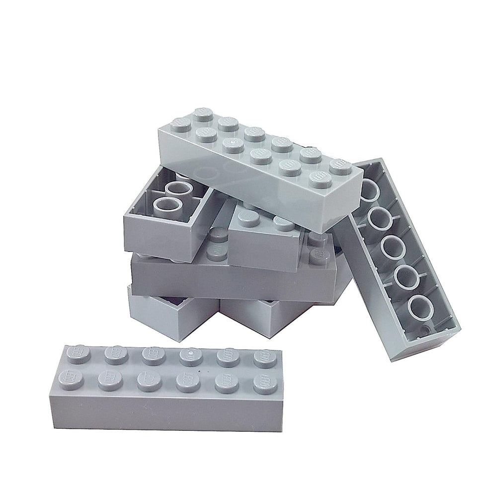 LEGO® brick 2x6 standard building piece 2456 used for sturdy structural construction, light bluish gray