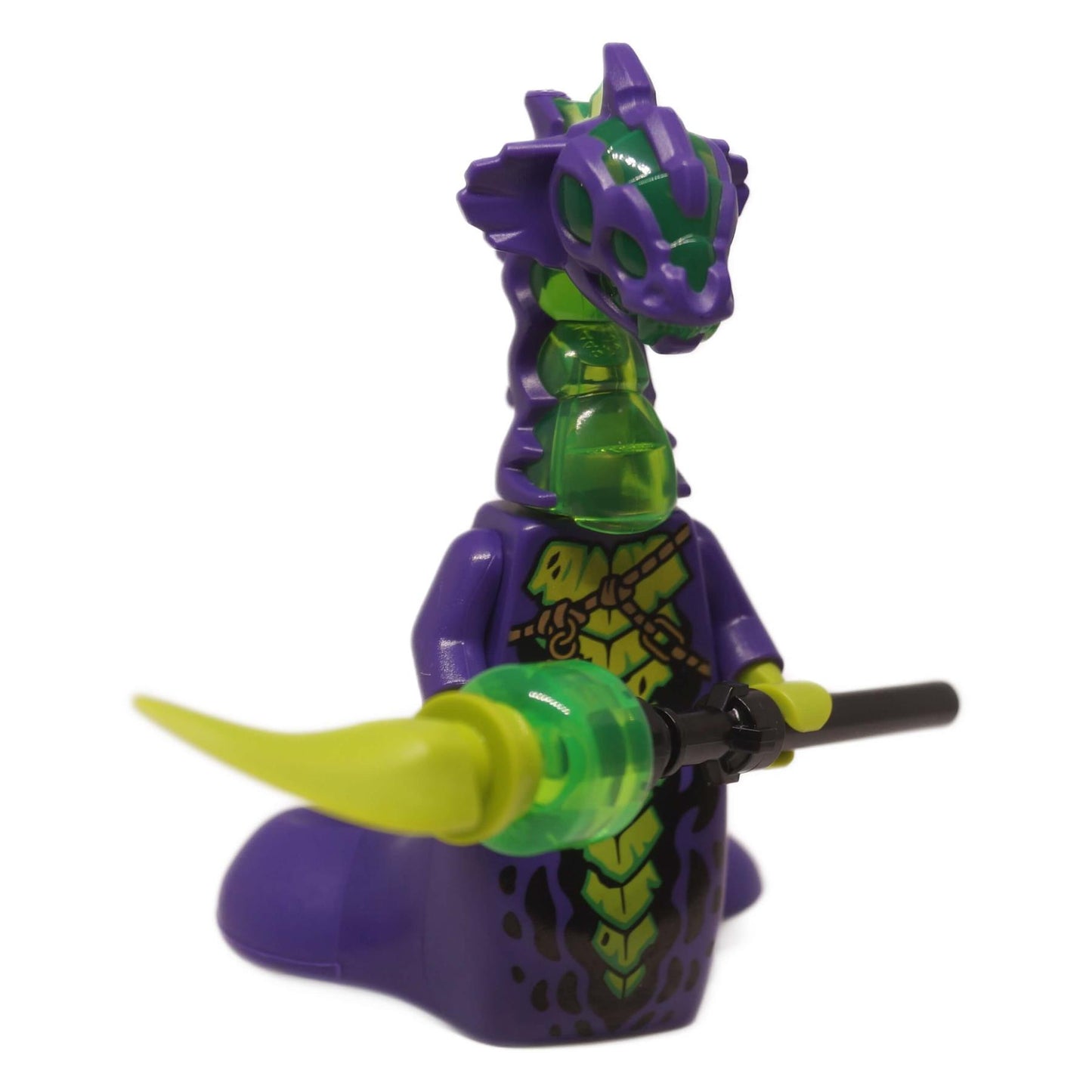 LEGO® Minifigura de NINJAGO® Acid Monster con cuernos curvados y arma vista frontal S4
