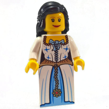 LEGO Admiral's Daughter Maiden Minifigure pi086 with Black Hair and Dress sideview