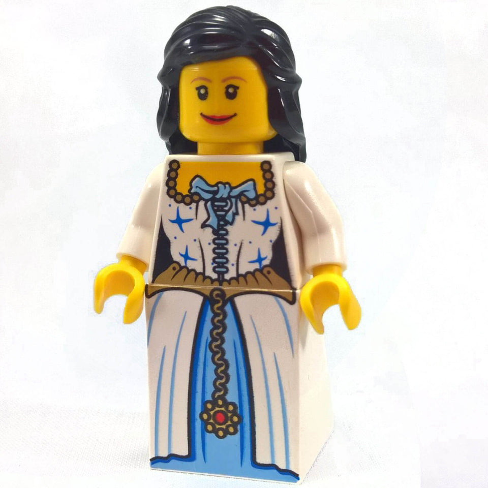 LEGO Admiral's Daughter Maiden Minifigure pi086 with Black Hair and Dress