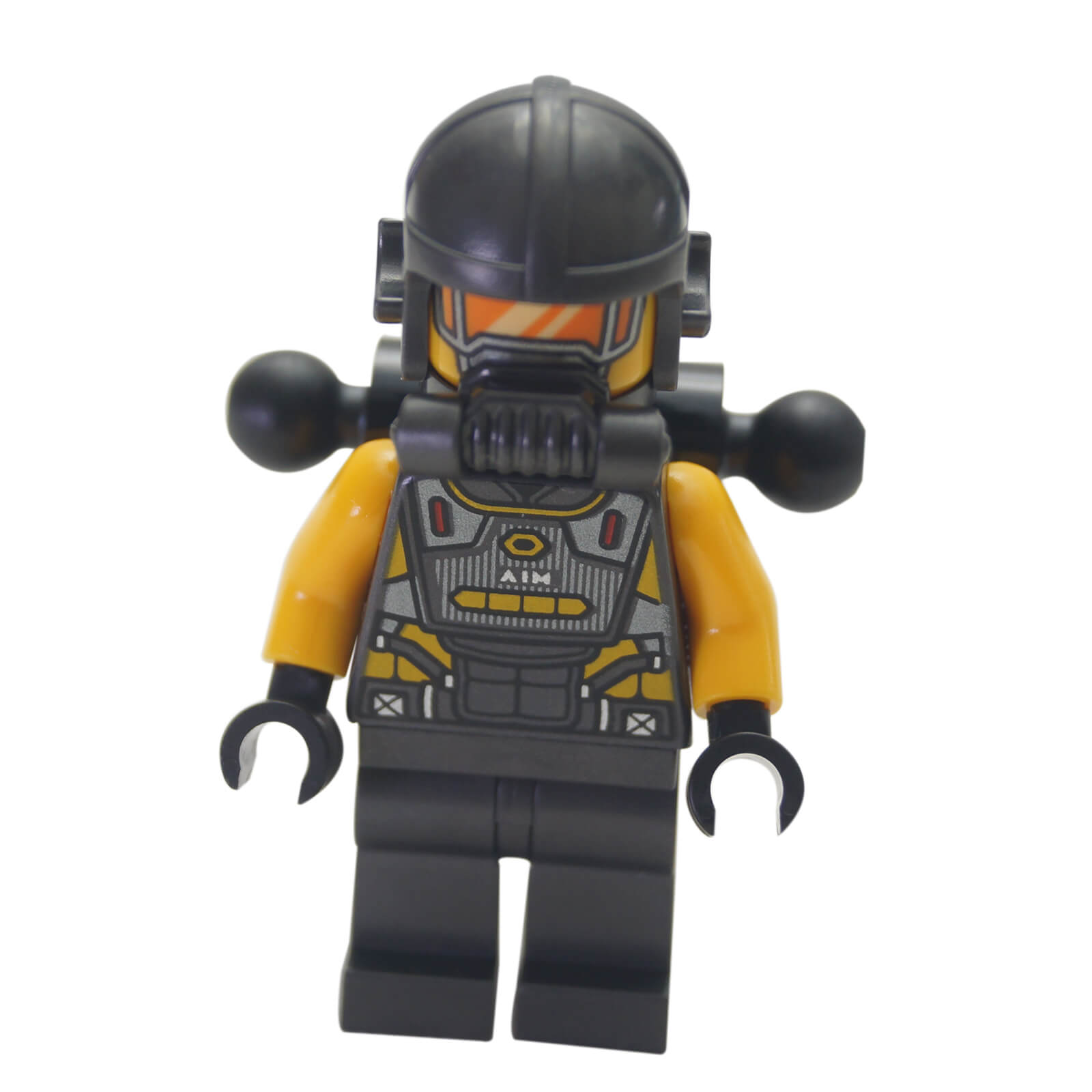 AIM Agent minifigure with backpack pins attachment and black helmet