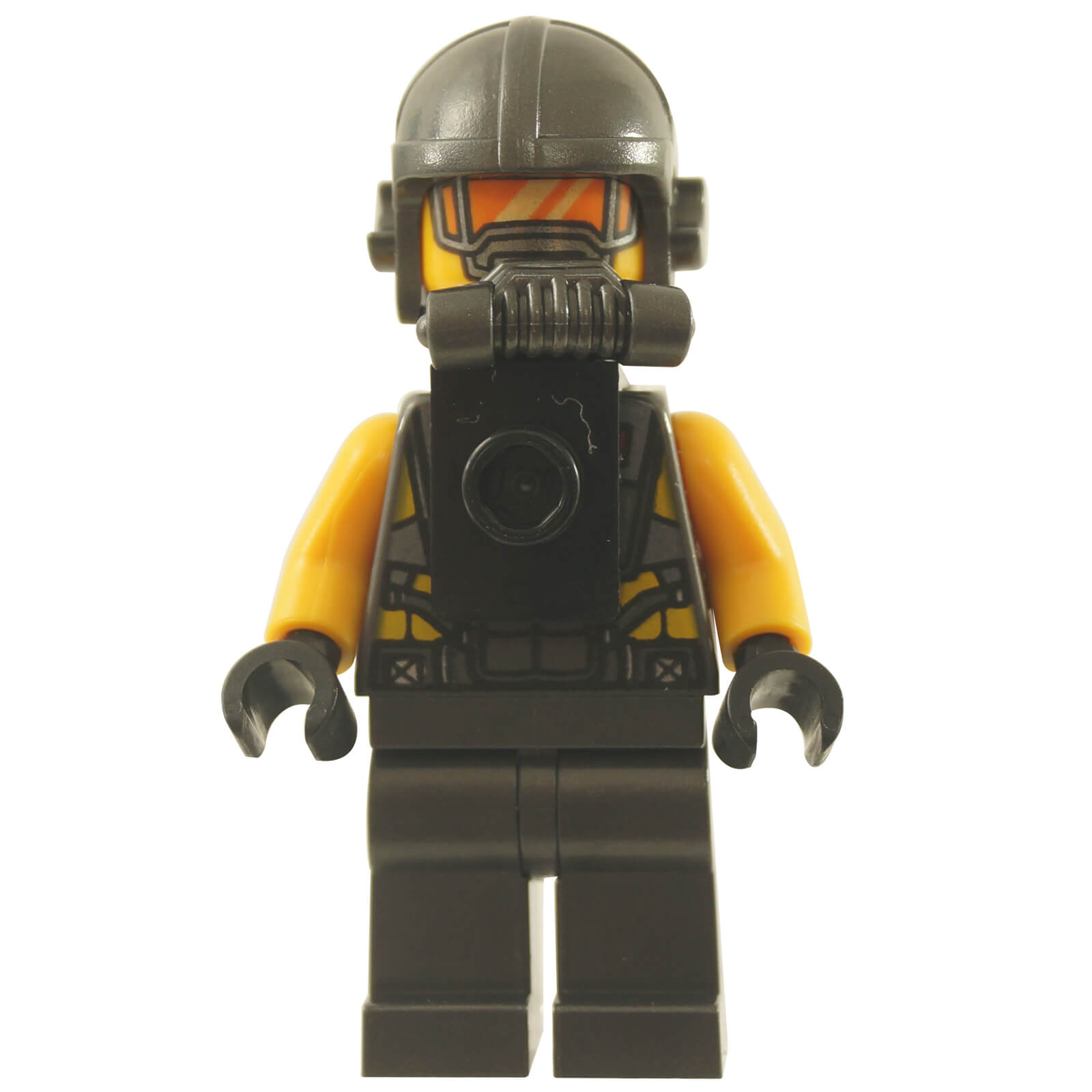 AIM Agent minifigure with neck bracket front attachment and black helmet