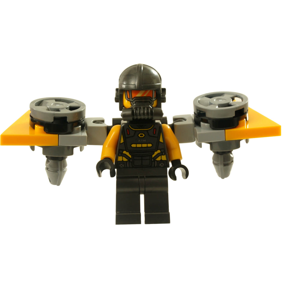 AIM Agent minifigure with rocket wings and dual thruster attachment