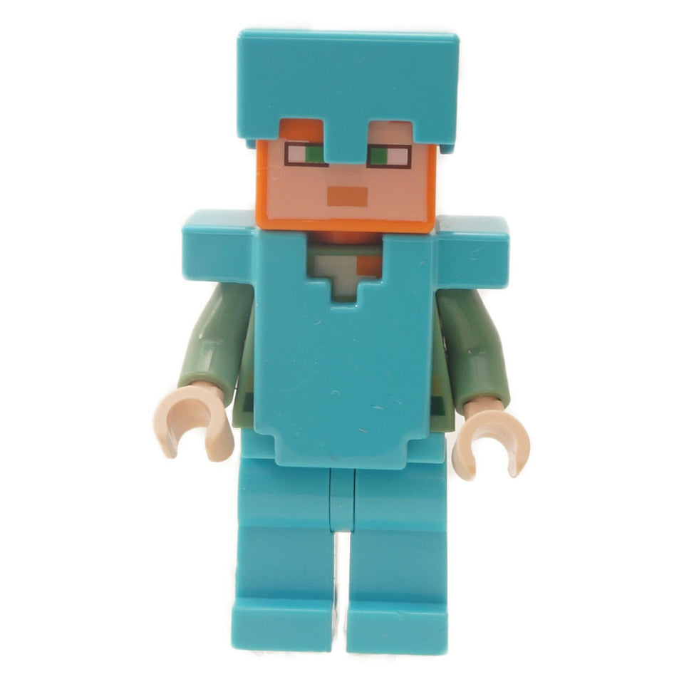 LEGO Minifigure Alex (MIN051) with Diamond Helmet, Diamond Leg Armor, and Diamond Armor - First View.