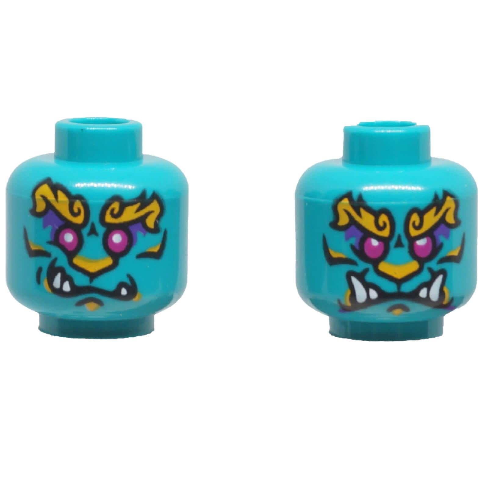 LEGO dual-sided alien minifigure head with magenta eyes and white fangs 3626pb3208